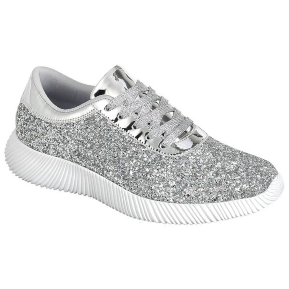 New Arrival- Silver Glitter Sneakers, Gym Shoes - Picture 1 of 5